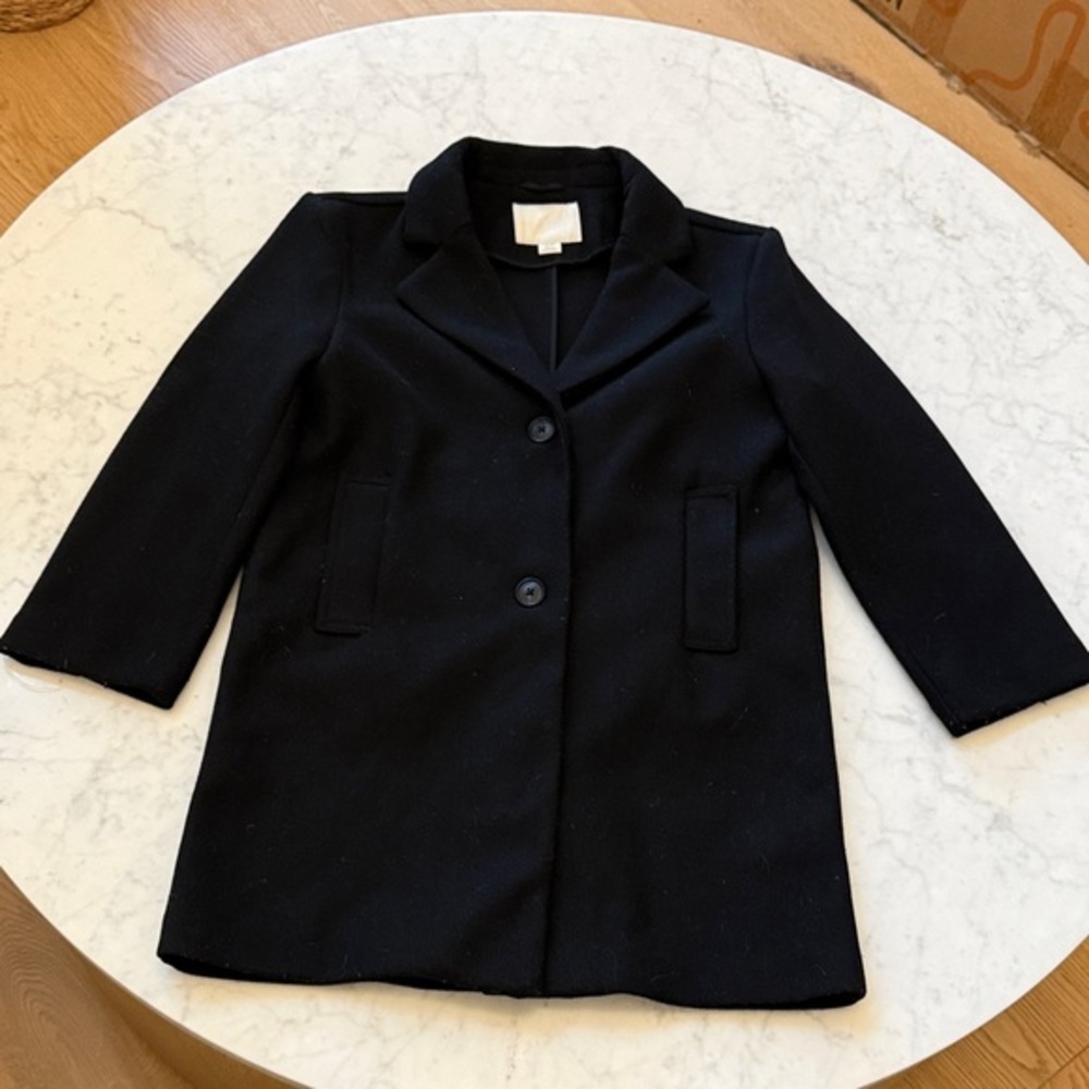 Zara Girls Black Pea Coat Size 9/10 Classic Button Dress Coat